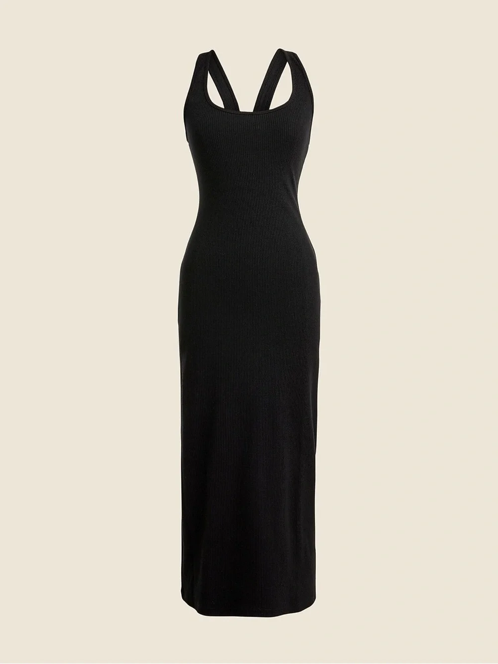 J. Crew Vintage Rib Cross Back Midi Dress Black Sleeveless Slit Tank XXL Plus